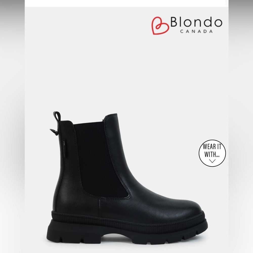 Blondo NOELENE BLACK LEATHER Winter Chelsea Boots